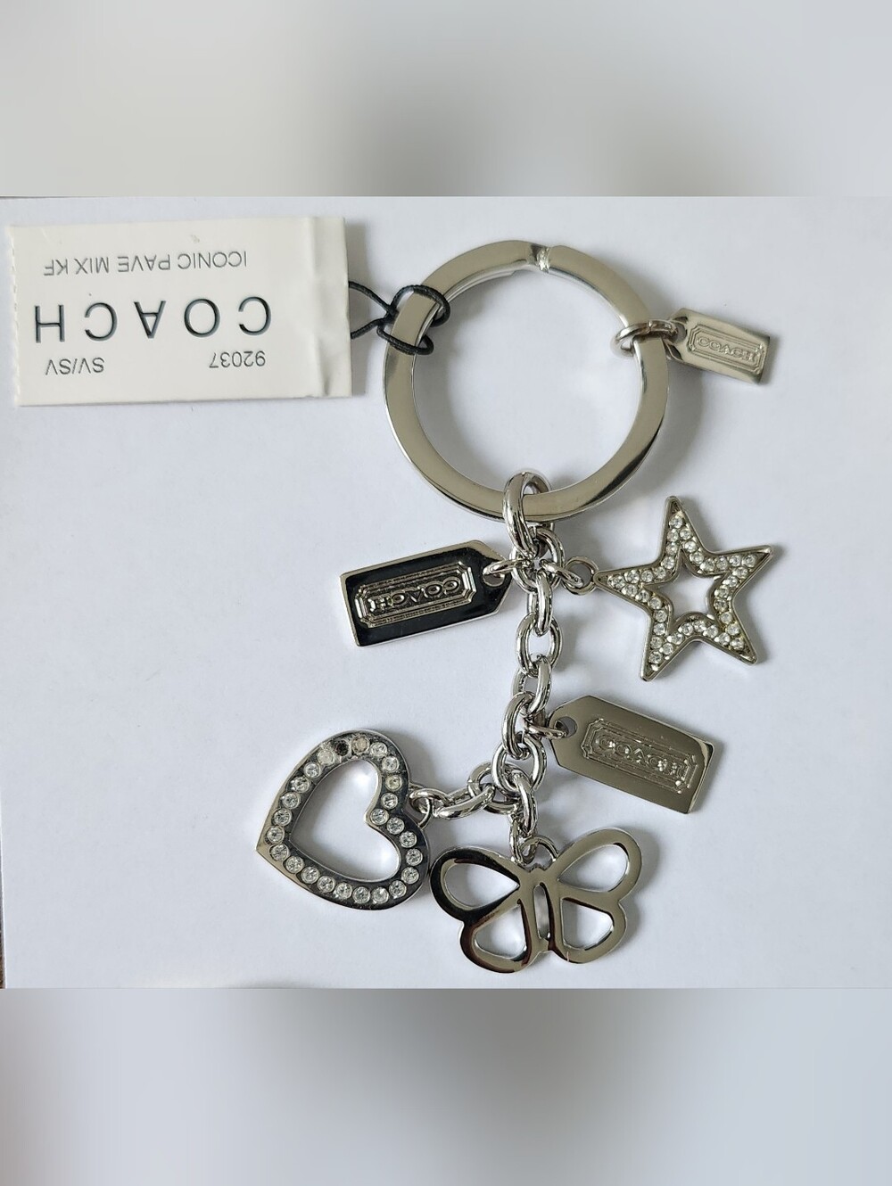 Coach Iconic Pavé Mix Silver Keychain